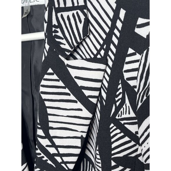 Kasper Black White Abstract Blazer 6 Modern Workwear One Button Jacket - Picture 6 of 13